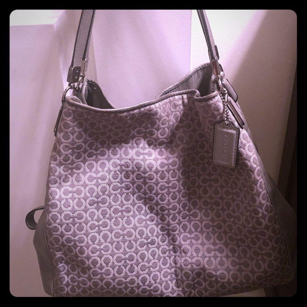 Good used condition grey, Coach handbag $35